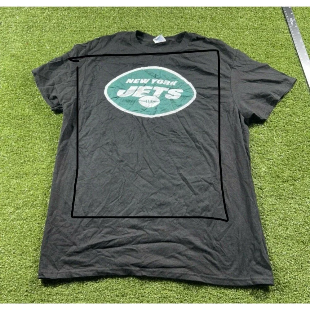 New York Jets Shirt Fanatics Men's Black Tee L Football NWOT